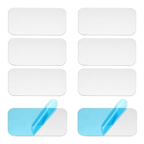 PATIKIL 8pcs Metal Plate 22x41x0.4mm Metal Plate Rectangle Adhesive Backing | Replacement Discs Stickers for Phone Magnet Mount Car Holder Phone Case Wall Wood Glass Silver Tone