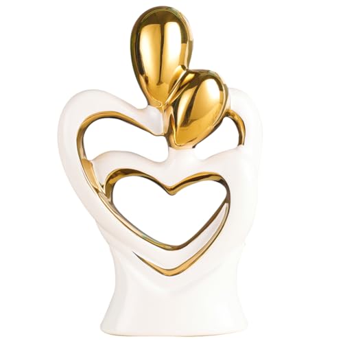 QBMYCN Estatua de cerámica abrazada de Pareja, Estatua de Arte Abstracto Moderno, Escultura de Pareja Abstracta romántica, para Sala de Estar, Dormitorio, Oficina, Entrada, Chimenea.