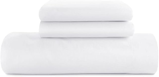 Poly-Cotton Plain Dyed Flat Sheet | Luxury Non Iron Easy Care Soft Bed Sheet | Hotel Quality Bedding Sheet - Single Double King Super King UK Size (White, Single)