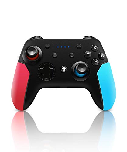 Wireless Switch Pro Controller for Nintendo Switch with Adjustable Turbo Function,Dual Vibration Function,Gyro 6-Axis and High Battery Life. Remote Gamepad Joystick for Switch Console, Red&Blue