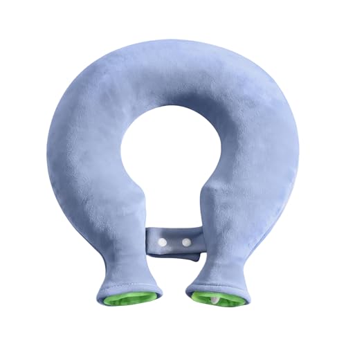 Image of Neck Stretcher U-Shaped Hot Water Bottle for Use with Cervical Traction, Neck Pain Relief&Cervical Spine Pressure Reduction, Skin-Friendly Crystal Velvet Fabric Cover, Washable (Light Blue)