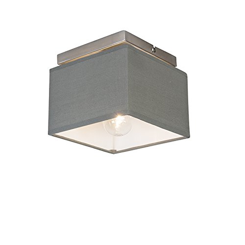 Preisvergleich Produktbild QAZQA Modern Moderne Deckenleuchte / Deckenlampe / Lampe / Leuchte grau - VT 1 / Innenbeleuchtung / Wohnzimmerlampe / Schlafzimmer / Küche Textil / Stahl Quadratisch LED geeignet E27 Max. 1 x 60 Watt