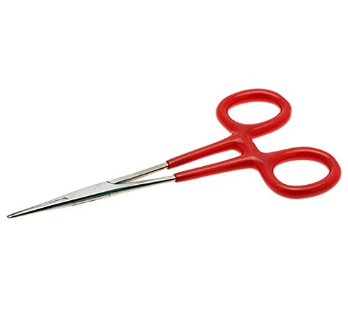 Aven 12011, 5" Hemostat Pliers with Straight Serrated Jaws & Plastic Coated Handle, Pack of 100 pcs