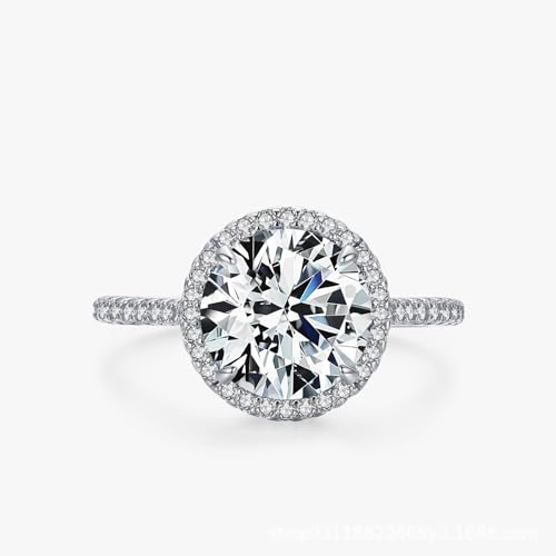 Silver Wedding Bands For Women 925 Sterling Silver Ring Size 5 Cubic-Zirconia Round Halo Gifts For Ladies Mother Elegant2