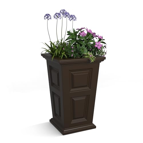 Mayne Wyndham 24-Inch Tall Planter  Self-Watering, Weather-Resistant Planter for Flowers  Durable Indoor/Outdoor Design for Patio, Porch, or Entryway