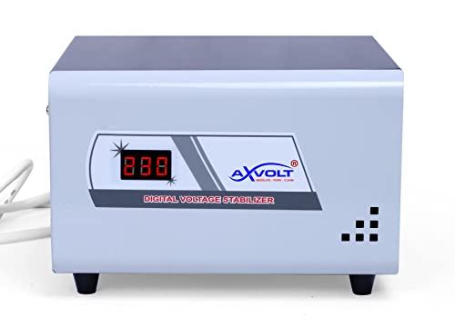 Image of AXVOLT Grid 600 VA Computer Voltage Stabilizer With Three Output Socket And Digital Display And High Low Voltage Cutoff, Grey
