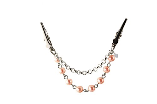 Hey Viv! Pink Pearl & Chain Sweater Guard, Cardigan, Collar Clip Slim Clip - Organza Bag