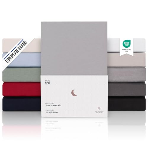 Blumtal Juego de 1 Sábana Bajera Ajustable Premium 150 g/m² - Sábana Bajera Super Suave 100% algodón Franela, para colchón de 25-27 cm de Altura, Gris, Cama 120: 120 x 190/200cm