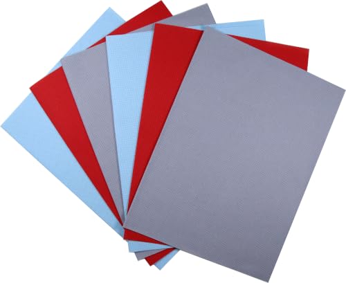 Image of KCS 4 /6 pc of 12 inch x 18 inch(30cmx45cm) 16 Count Cotton Aida Cloth Cross Stitch Fabric (6 pc,Light Blue+Red+Light Steel Grey)