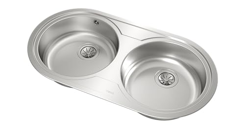 DUETTA 2C Fregadero inox 2 cubetas redondas, 150mm, Mueble 90