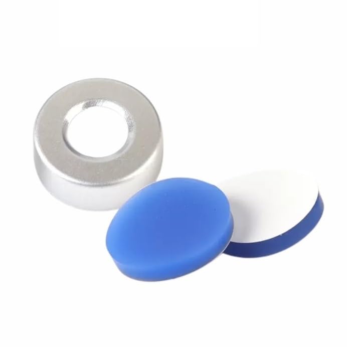 Hdspc Al Crmp Cap PTFE/Si Sep 20mm Aluminum Cap with Septa 3mm Thick for 10ml/ 20ml Jaw Chromatography Vial 100/pk(J-CS124)