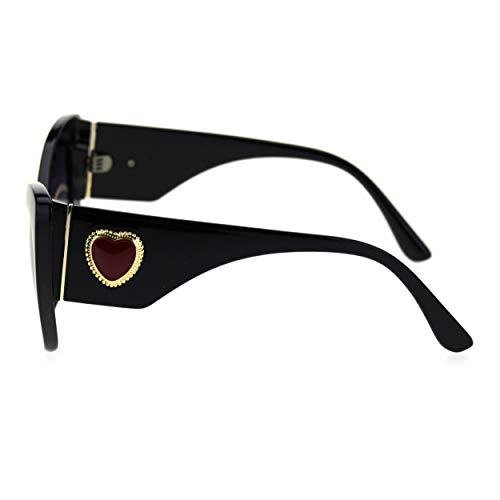 SA106 Womens Heart Brooch Jewel Thick Plastic Cat Eye Diva Sunglasses3