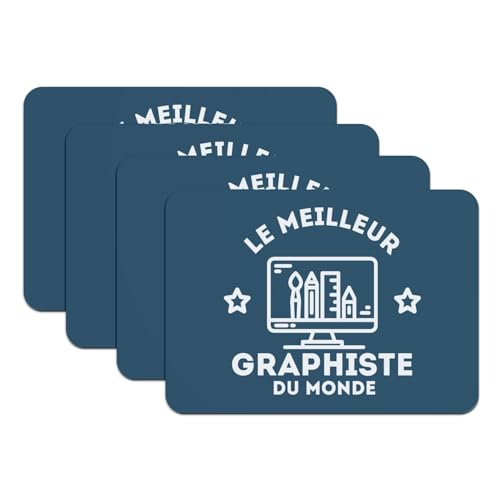 Sets de table bleu 39,5x28,5 cm lot de 4 avec dessous caoutchouc