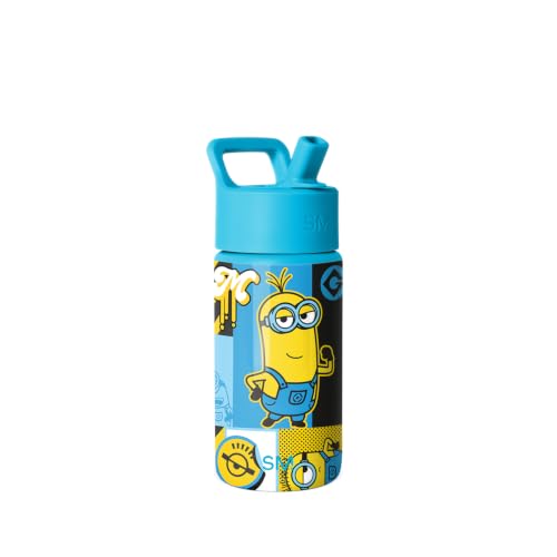 Image of Simple Modern Despicable Me Minions Kids Water Bottle with Straw Lid | 14oz Insulated Stainless Steel Kids Tumbler & Spill Proof Toddler Cup for School, Girls, Boys | Summit | Bello