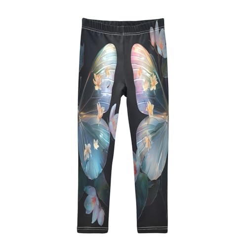 Toddler Girls Leggings Printed Yoga Pants Leggings Butterfly White Flower for Kids