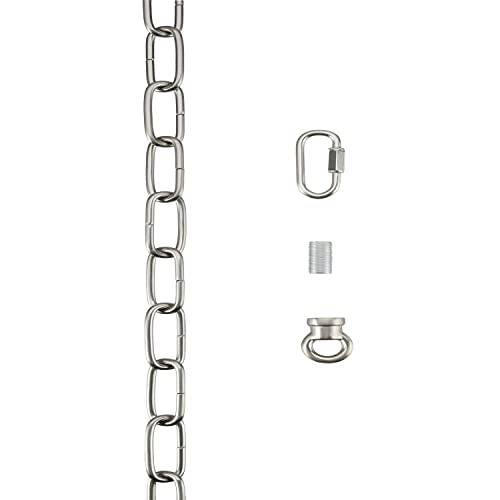 Image of Aspen Creative 21116-21,Steel 15 Feet Heavy Duty Chain & Quick Link Connector for Hanging Up Maximum Weight 50 Pounds-Lighting Fixture /Swag Light /Plant in Stin Nickel.9 Gauge., Satin Nickel