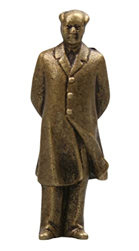 Estatua pequeña de Mao Zedong de bronce grabado miniatura 1