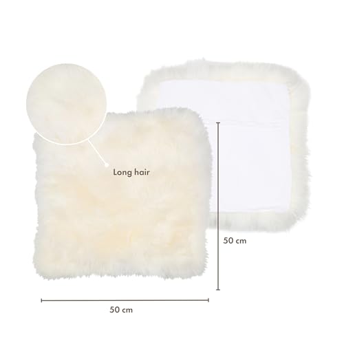 Peau de mouton housse de coussin 50x50 oreiller poils longs blanc