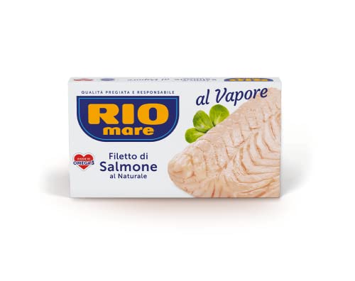 Rio Mare Filetto di Salmone cotto a vapore al naturale Filete de salmón al vapor, 150 g, rico en Omega 3