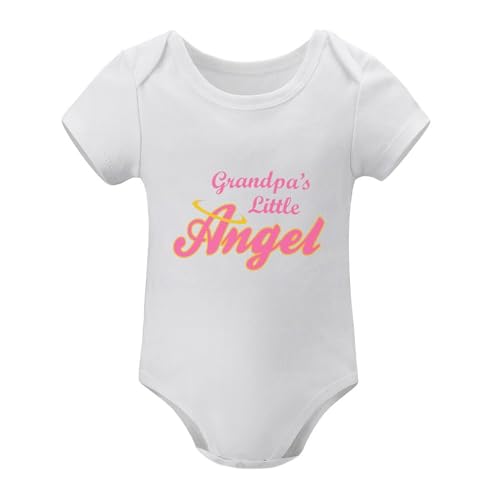 Image of WOOYONGING Grandpa's Little Angel Bodysuit for Baby Boy Short Sleeve Take Home Baby Girl Outfit White Baby Boy Take Home Outf