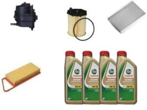 AOQ - KIT TAGLIANDO FILTRI + 4 lt.olio Edge 5w30 COMPATIBILE CON FIESTA V FIESTA VI 1.4 TDCI 50KW 68CV DAL 2001 in poi