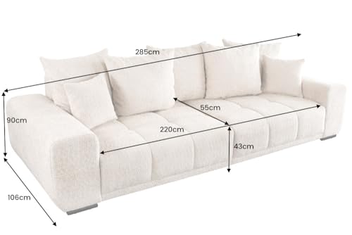 Riess Ambiente Modernes XXL Sofa ELEGANCIA 285cm Champagner beige Bouclé Bigsofa Couch inkl. Kissen Polstersofa Polstercouch Wohnzimmer