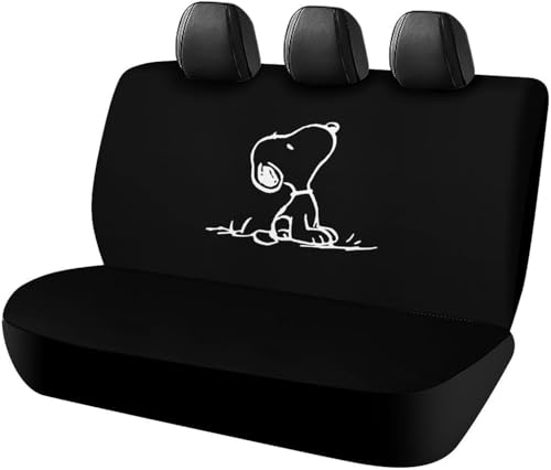 後部座席カバー カーシートカバー ピーナッツ スヌーピー 車用ベンチシート 後席クッションカバー リアシートカバー 軽/普通車/SUV後部座席対応 取付簡単 通気 汚れに強 滑り止め 車シード保護 人気 四季通用