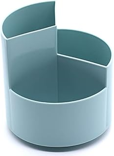 Rotating Pen Holder with 3 Compartments Desk Organiser Office Organiser Creative Pencil Holder Makeup Pot Multipurpose Desktop Organiser Storage Pencil Pot for Desk (blue)
