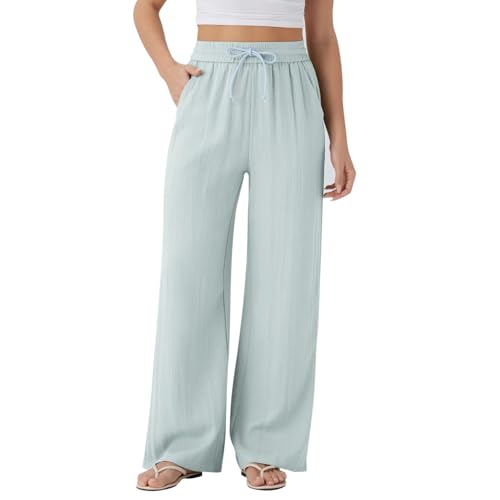 Pantalon de jogging femme taille haute ample et léger avec poches
