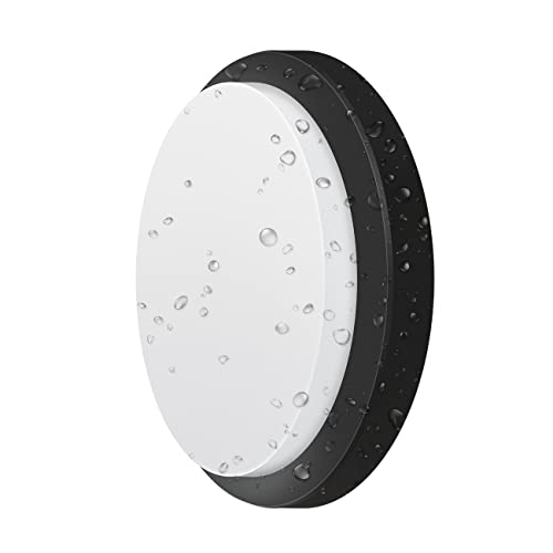 ANWIO 13W Lámpara de Pared Impermeable Redondo para Exteriores Interiores, IP54 PIR Luz Blanca Neutra 4000K 980LM, Lámpara para Baño Cocina Pasillo Garaje o Taller. Negro.