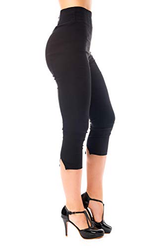 Ro Rox Ella Capri Pants for Women - 1950s Vintage Women's Trousers - High Waist Three Quarter Pant - Zipper & Slits on Back3