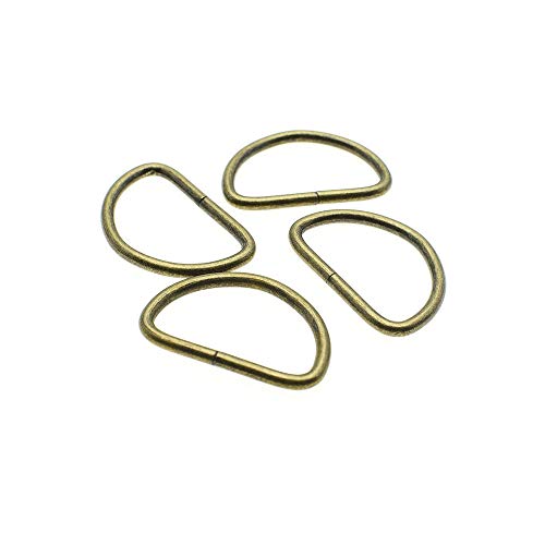 1 inch Non Welded Nickel Plated D Rings - Pack of 25 - Antique Brass - 25mm Webbing Size