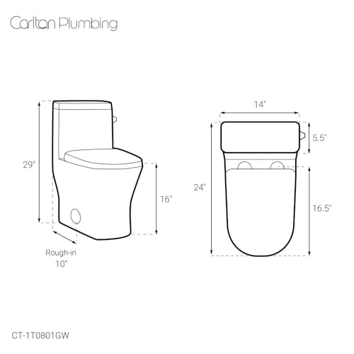 Inodoro de una pieza Rochefort, entrada lateral derecha de 10", capacidad de descarga de 1,28 galones por descarga, en blanco brillante miniatura 2