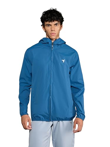 Image of TECHNOSPORT Men's Blended Standard Length Slim Fit Solid Hooded Wrinkle Free Raincoat