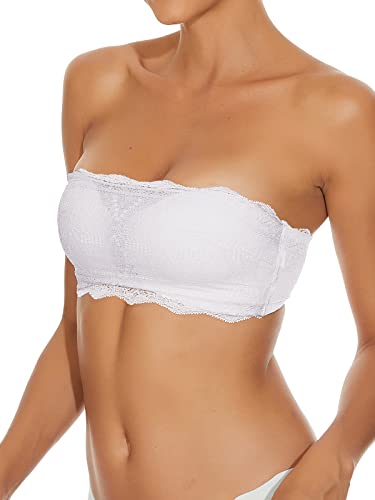 WOWENY Sujetador Sin Tirantes Mujer Talla Grande Sujetadores Invisible Push up Sujetadores Mujer Sin Aros con Correas Ajustables Blanco M Cover