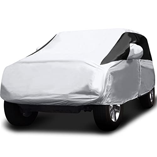 Image of Titan Premium Multi-Layer PEVA Car Cover for Wrangler 4-Door SUVs 164-184 inch. Waterproof, UV Protection, Anti-Scratch Protective Lining, Driver-Side Zippered Opening. Fits Wrangler SUVs.