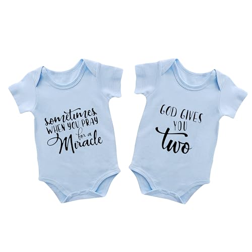 Baby Twins Bodysuits Sometimes When You Pray For A Miracle Unisex Baby Clothes Toddler Outfits Twin Romper