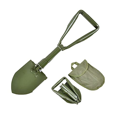 Military Folding Shovel, Multifunctional Portable Survival Spade Entrenching Tool with Carrying Pouch for Hiking Camping Traveling (47×11 cm)