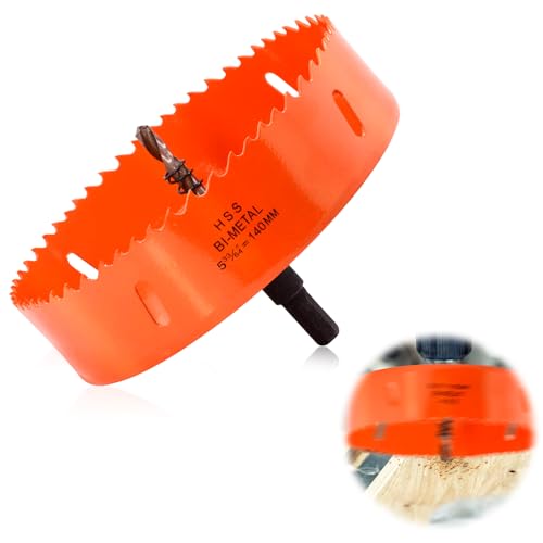 mizikuu Coronas Perforadoras 140 mm, Sierra De Corona de M42 HSS Bi-Metal Broca para Agujeros Redondos Para Agujeros Redondos Para Perforar Agujeros En Chapa Fina, Madera, Plásticos, Cartón Yeso