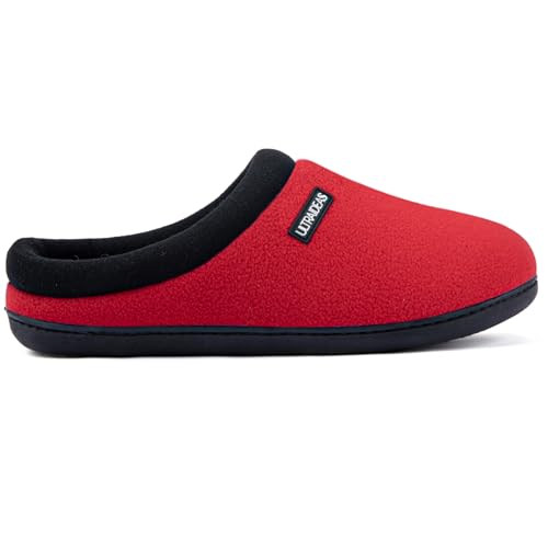 ULTRAIDEAS Women's Cozy Fleece-Lined Memory Foam Slippers with Anti-Slip Rubber Sole for Indoor/Outdoor (Fiery Red, Size 5-6)2