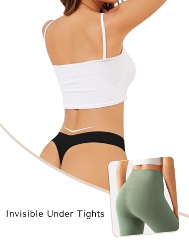 Image of voenxe Seamless Women Thongs,No Show Ladies Gym Comfy Invisible Underwear | Comfortable Soft Panties,Low Rise Laser Cut Workout No Seam Athletic Undies for Sports Running Exercise,5 Pack