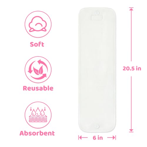 Image of LittleForBig Adult Microfiber Booster Pads with Buttons 3-Pack | Removable, Washable, Microfiber Fiber Reusable Diaper Pads for Pocket Diapers, Cotton Prefolds & Covers