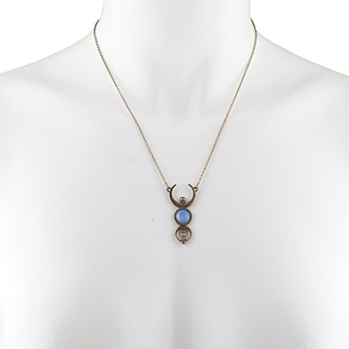 LUX ACCESSORIES Burnished Faux White Opal Moon Phase Wiccan Pendant Necklace2