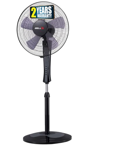 Image of IBELL WINDP10R Pedestal Fan | 5 Leaf High Airflow Design | 3 Speed Modes | Adjustable Height & Tilt | Timer Function | Wide Oscillation | 55W Powerful Floor Fan (Black)