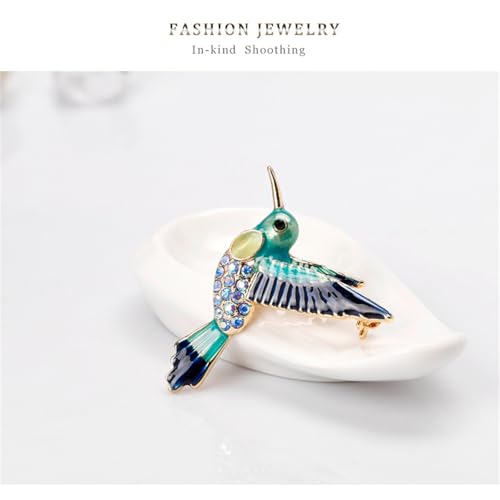 Image of coadipress Colorful Birds Brooch Pins Crystal Rhinestone Branch Bird Brooch Cute Enamel Animal Magpie Hummingbird Pin Fashion Jewelry Accessories Gifts