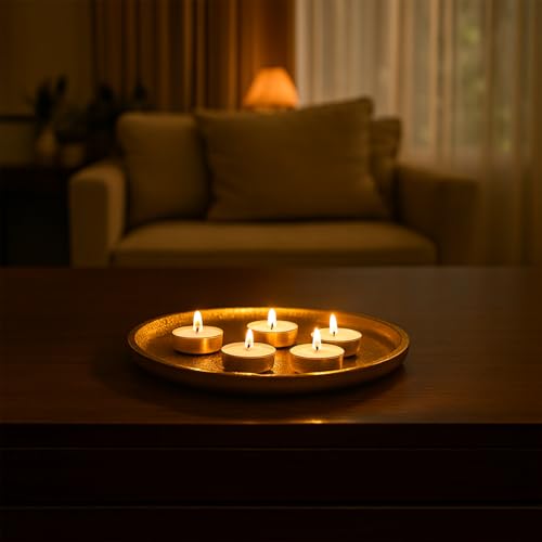 Image of MARKET 99 Golden Aluminium Serving Tray | Glossy Designer Raw Tray for Home Decor, Dining Table, Kitchen, Living Room & Centrepiece Styling | Multipurpose Decorative Platter for Festive & Gift Use
