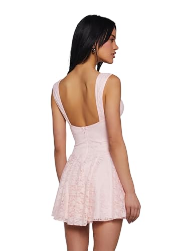 Dolls Kill Perfect Date Mini Dress by Sugar Thrillz – Lace Overlay Bustier Dress with Rosebud Detail and Flowy Skirt4