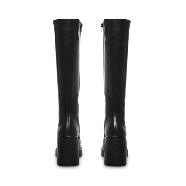 SOVANYOU Black Leather Boots Platform Boots for Women Square Toe Chunky Block Heeled Boots - Image 5