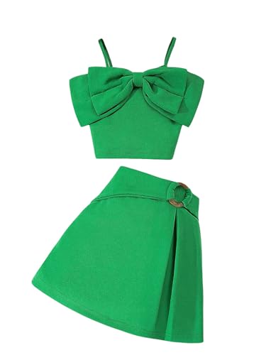 Image of WDIRARA Girl's 2 Piece Set Bow Knot Cami Top Skorts Outfits