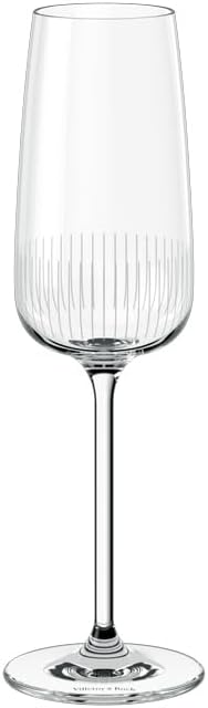 Villeroy & Boch Afina Collection Sparkling Wine/Champagne Glasses, Set of 4, Flutes Perfect for Champagne, Prosecco or Sparkling Wine, 4 oz Capacity, Crystal Glass, Made in Europe, Dishwasher-safe